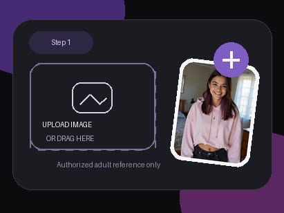 <h3>Upload Your Reference Image</h3>Choose a clear image with stable lighting and a visible pose. DreamyPorn AI uses it as a visual reference while your prompt defines the fictional busty model, body proportions, and scene direction.